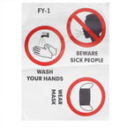 6PCS Caution Notice English Reminder Slogan Wall Sticker Sign for Hospital Company School