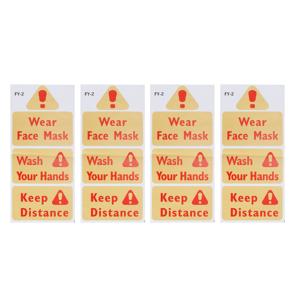 4PCS Warning Signs Wall Sticker Caution Warning Decals DIY Kitchen Shop Window Decor