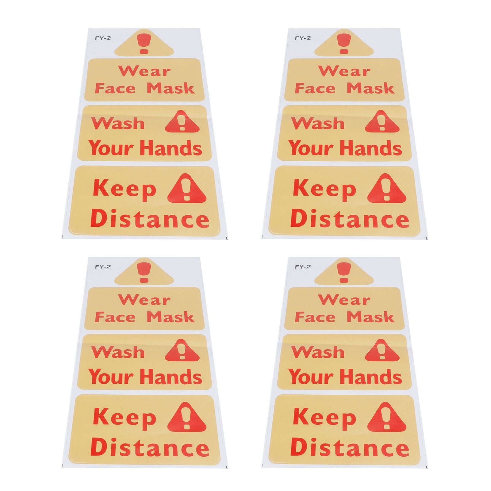 4PCS Warning Signs Wall Sticker Caution Warning Decals DIY Kitchen Shop Window Decor