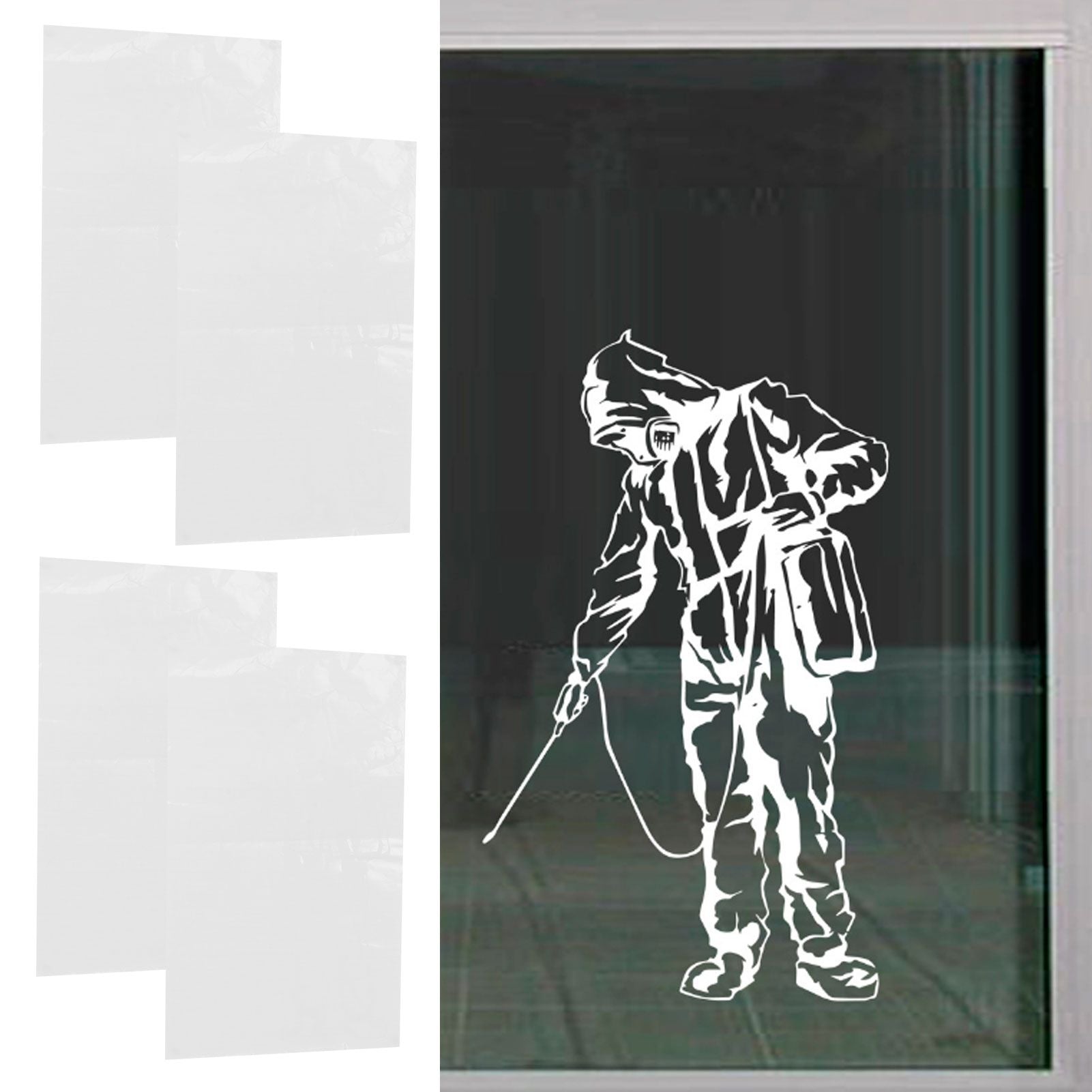 4 Sets Warning Stickers Indoor Outdoor Wall Window Glass Slogans English Signs 60x36.5cm