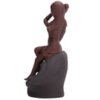 Incense Burner Red Stoneware Backflow Incense Holder Home Office Decoration Ornament