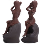 Incense Burner Red Stoneware Backflow Incense Holder Home Office Decoration Ornament
