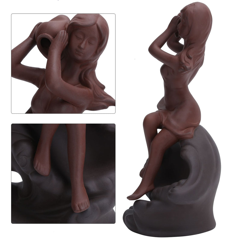 Incense Burner Red Stoneware Backflow Incense Holder Home Office Decoration Ornament