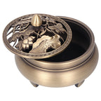 Antique Incense Burner Holder Brass with Lid 3‑Legged Buddha Ornament Home Decoration