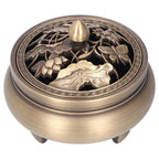 Antique Incense Burner Holder Brass with Lid 3‑Legged Buddha Ornament Home Decoration