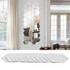 Acrylic Hexagonal Mirror Setting Wall Self Adhesive Stickers Decoration for Home Room20cm/7.9in Silver