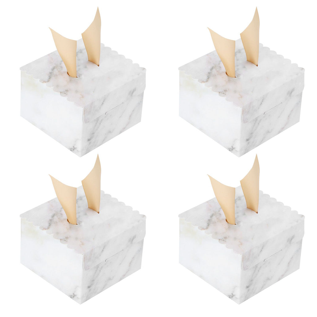25 Sets Square Candy Box European Wedding Party Gift Box for Chocolate Cookies JewelryMarble Pattern (Golden Wing)