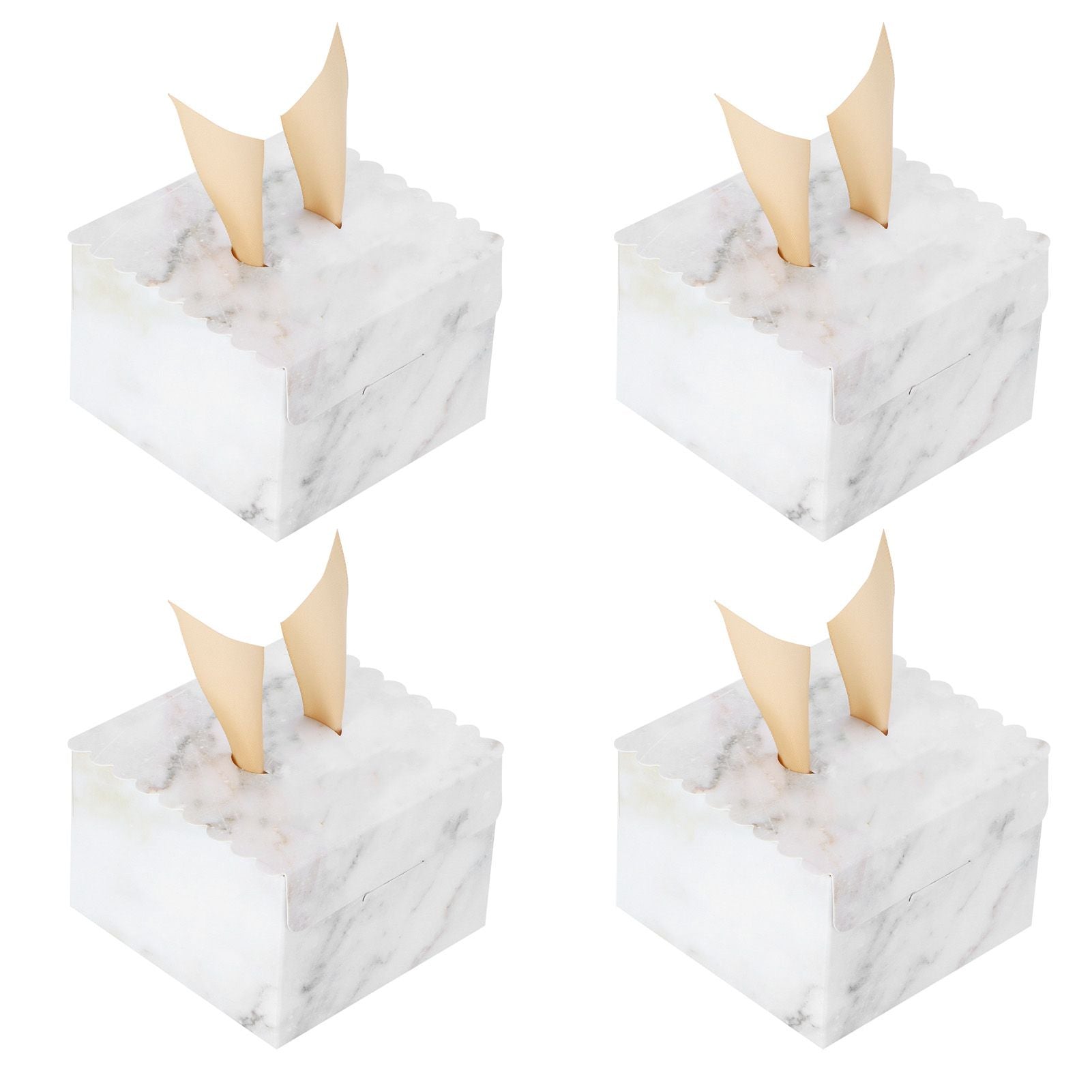 25 Sets Square Candy Box European Wedding Party Gift Box for Chocolate Cookies JewelryMarble Pattern (Golden Wing)