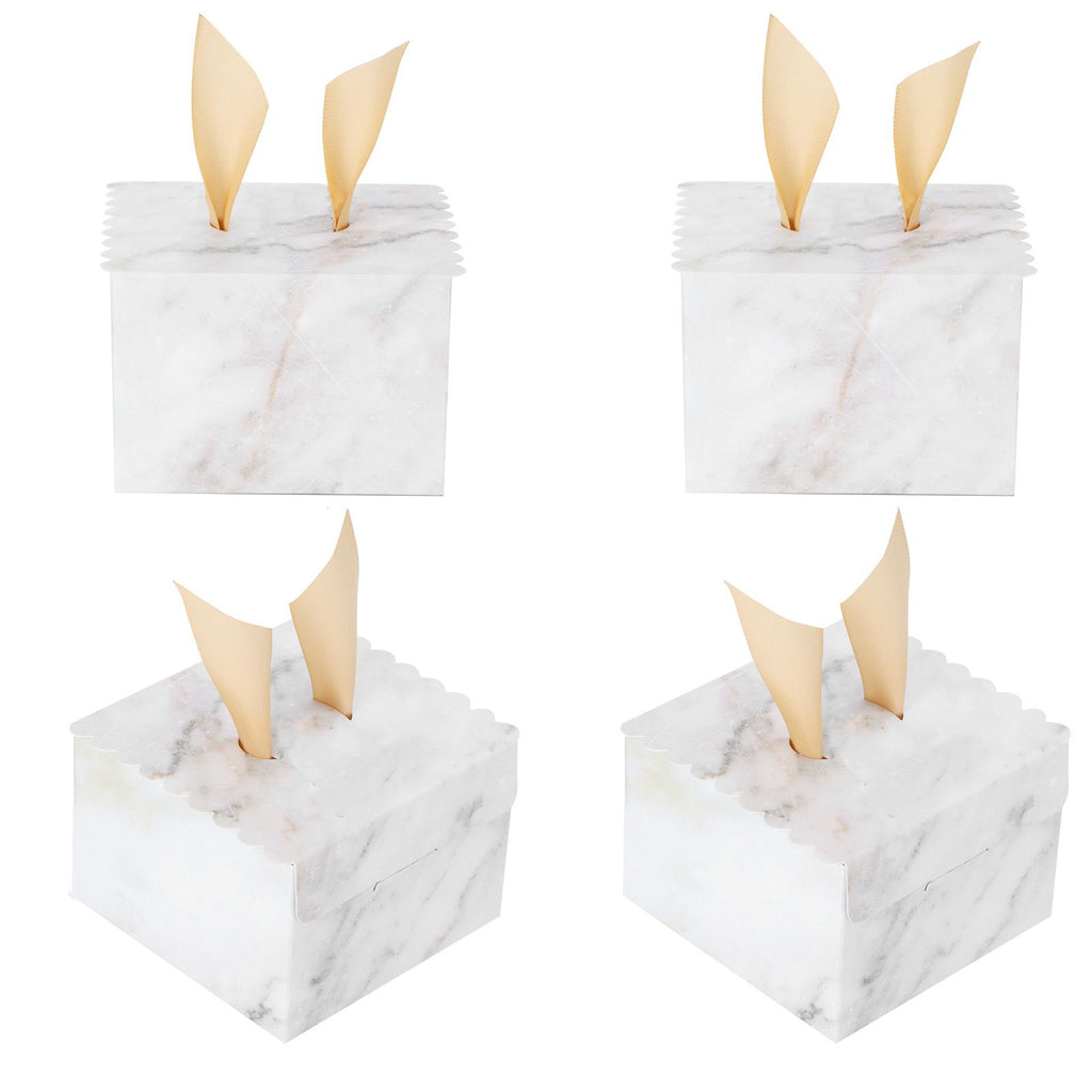 25 Sets Square Candy Box European Wedding Party Gift Box for Chocolate Cookies JewelryMarble Pattern (Golden Wing)