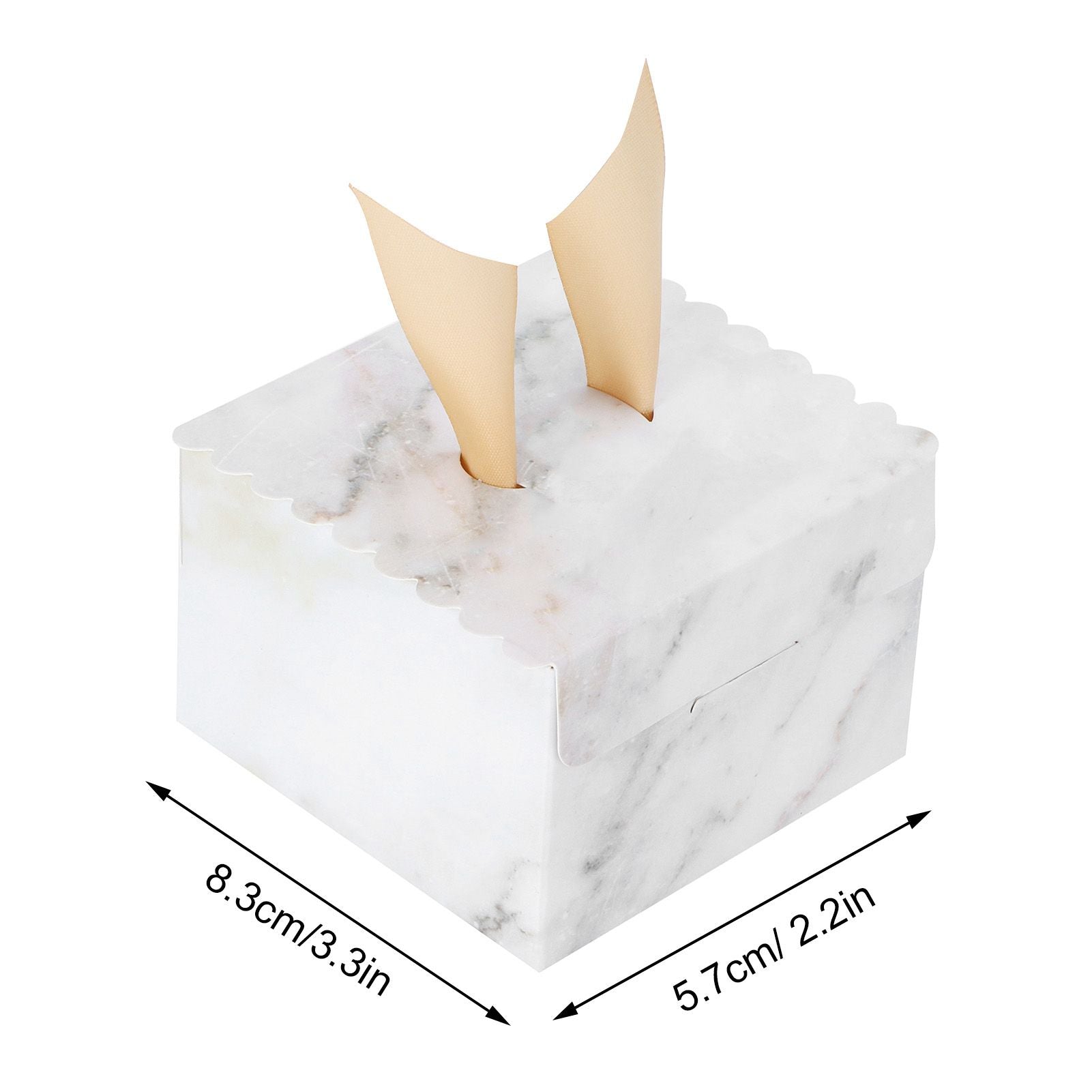 25 Sets Square Candy Box European Wedding Party Gift Box for Chocolate Cookies JewelryMarble Pattern (Golden Wing)