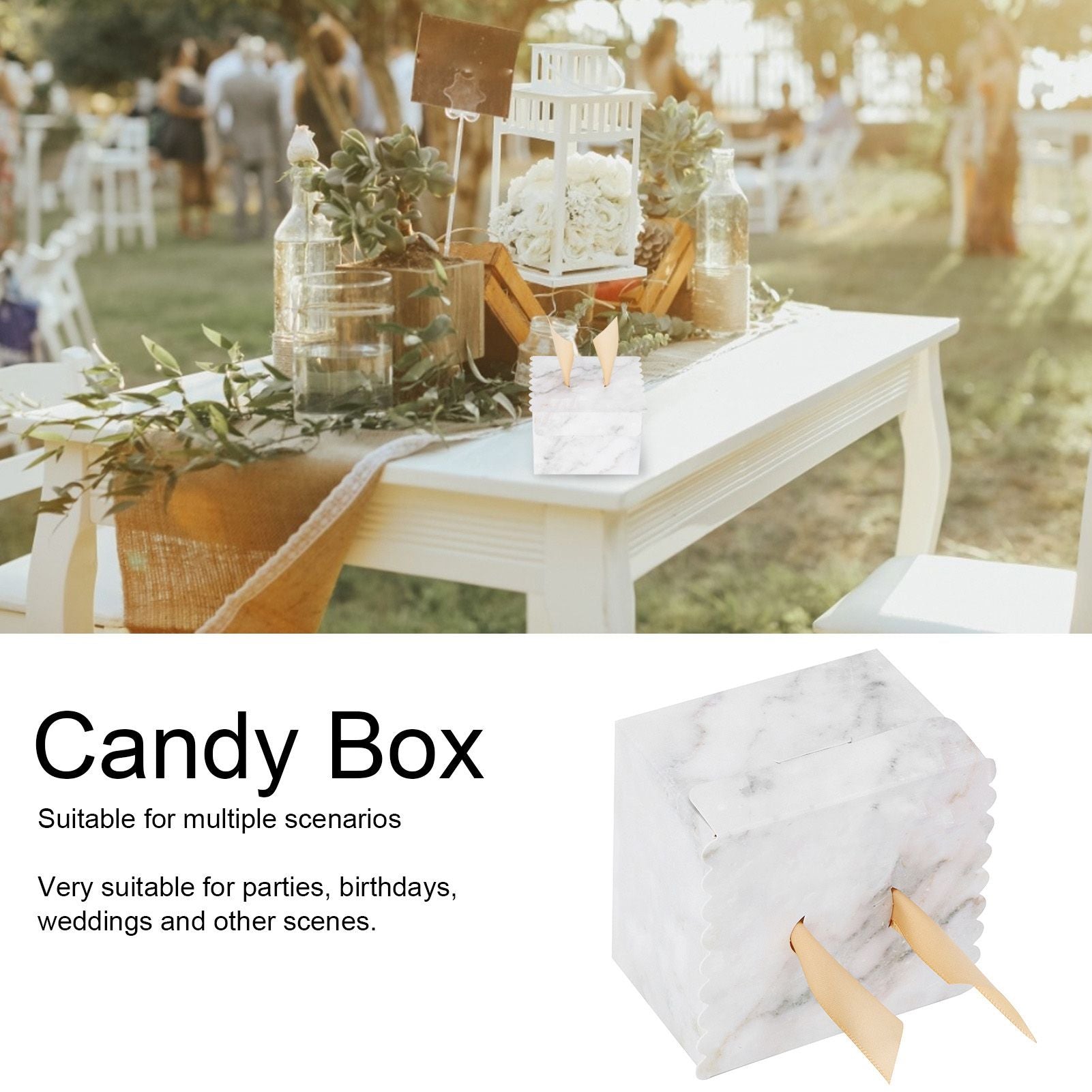 25 Sets Square Candy Box European Wedding Party Gift Box for Chocolate Cookies JewelryMarble Pattern (Golden Wing)