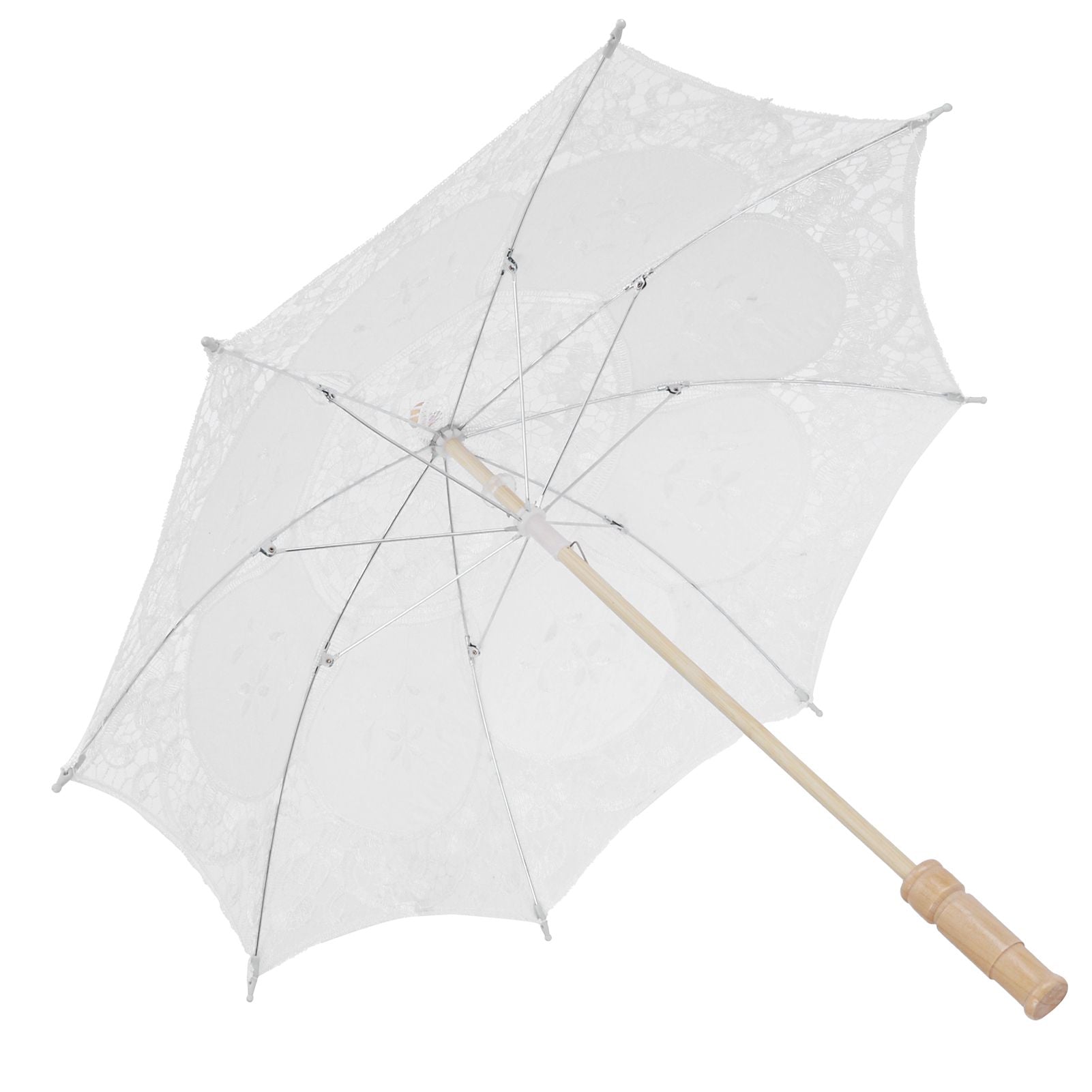 Lace Umbrella Parasol Vintage Wedding Bridal Umbrella for Photo Costume Party SuppliesL White
