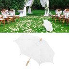Lace Umbrella Parasol Vintage Wedding Bridal Umbrella for Photo Costume Party SuppliesL White