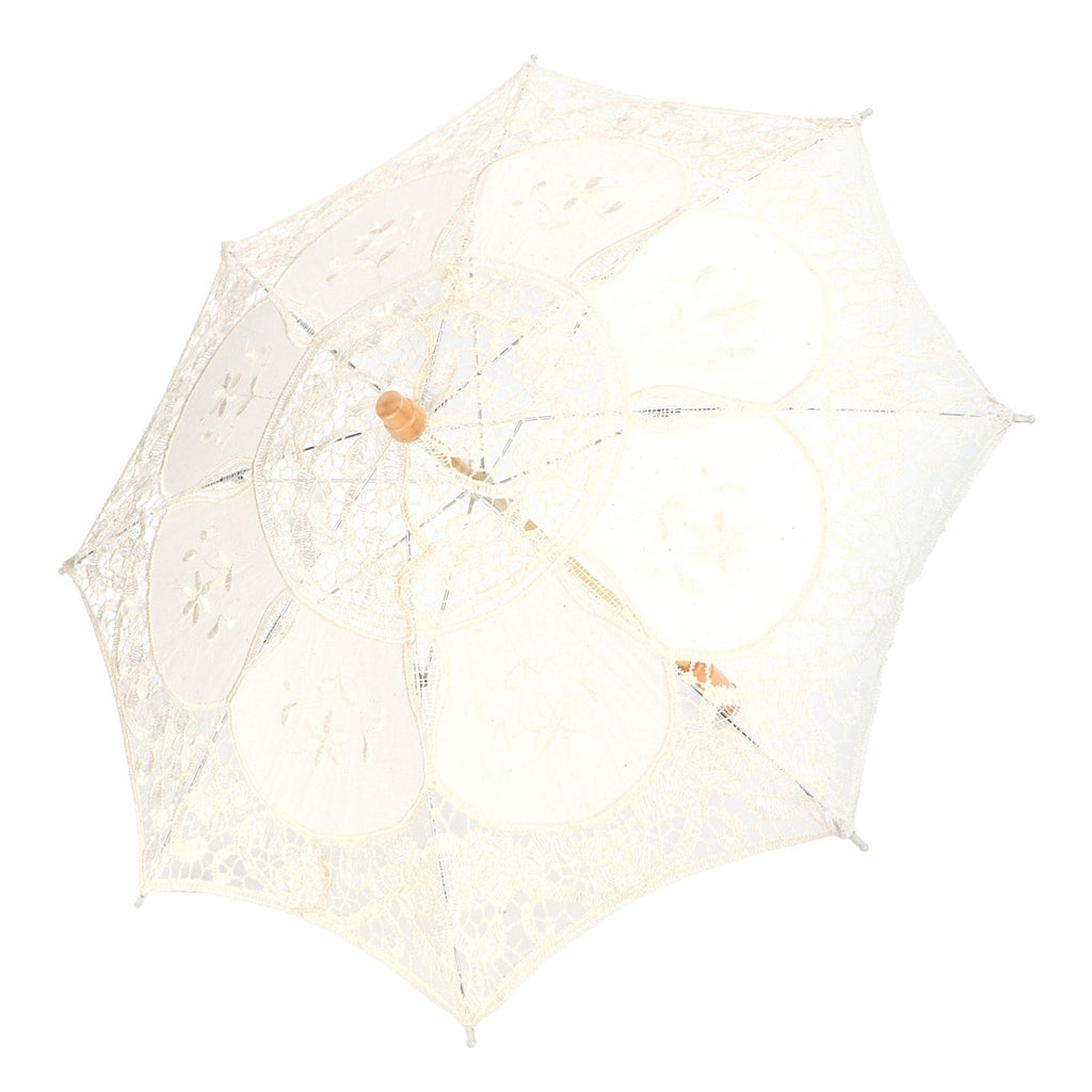 Lace Umbrella Parasol Vintage Wedding Bridal Umbrella for Photo Costume Party SuppliesL Beige