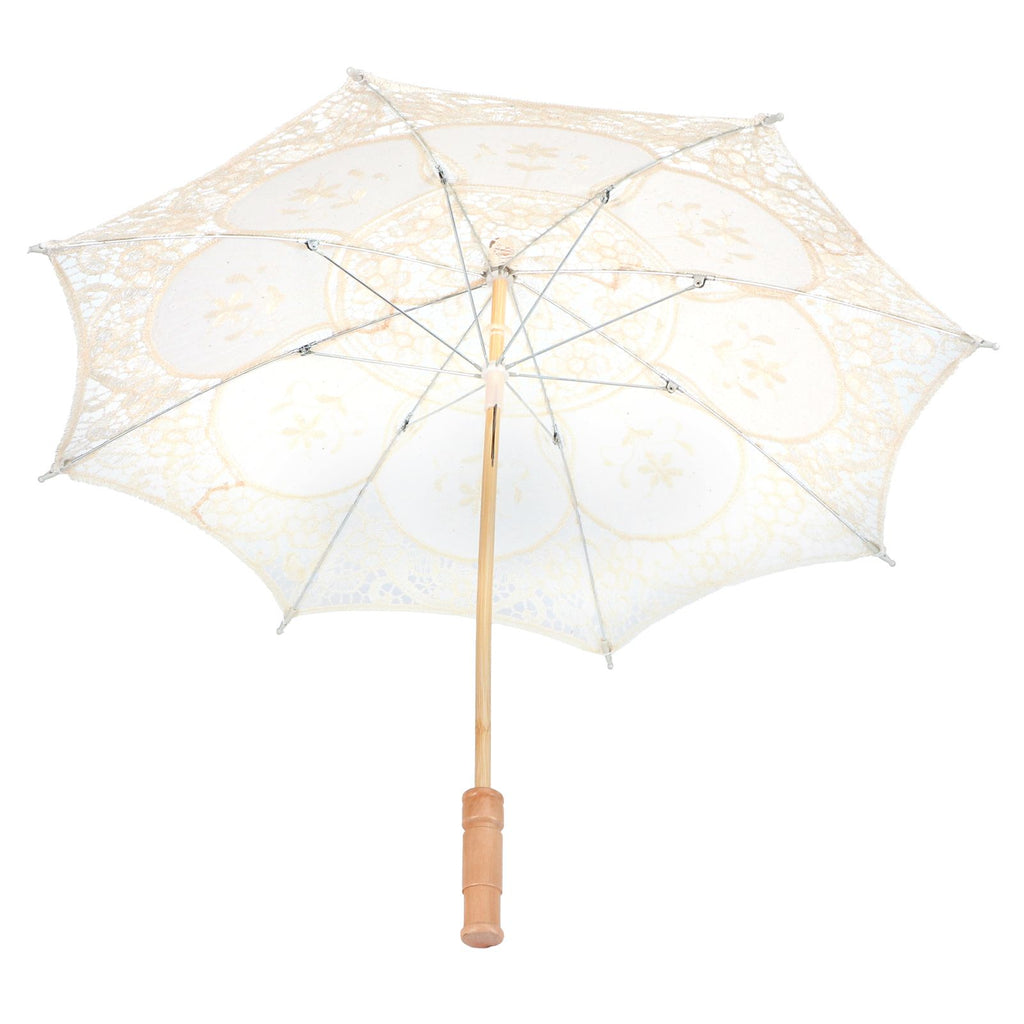 Lace Umbrella Parasol Vintage Wedding Bridal Umbrella for Photo Costume Party SuppliesL Beige
