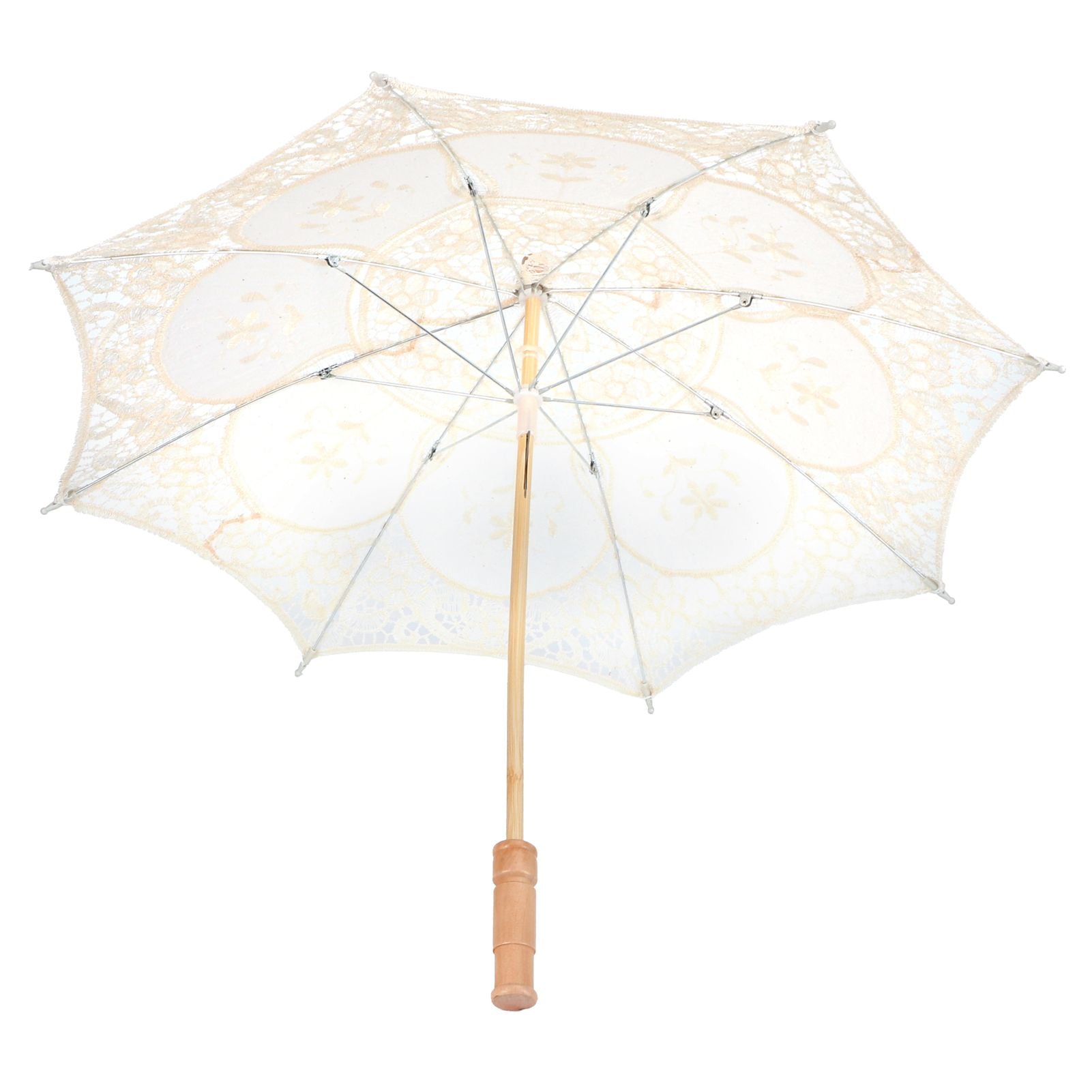 Lace Umbrella Parasol Vintage Wedding Bridal Umbrella for Photo Costume Party SuppliesL Beige
