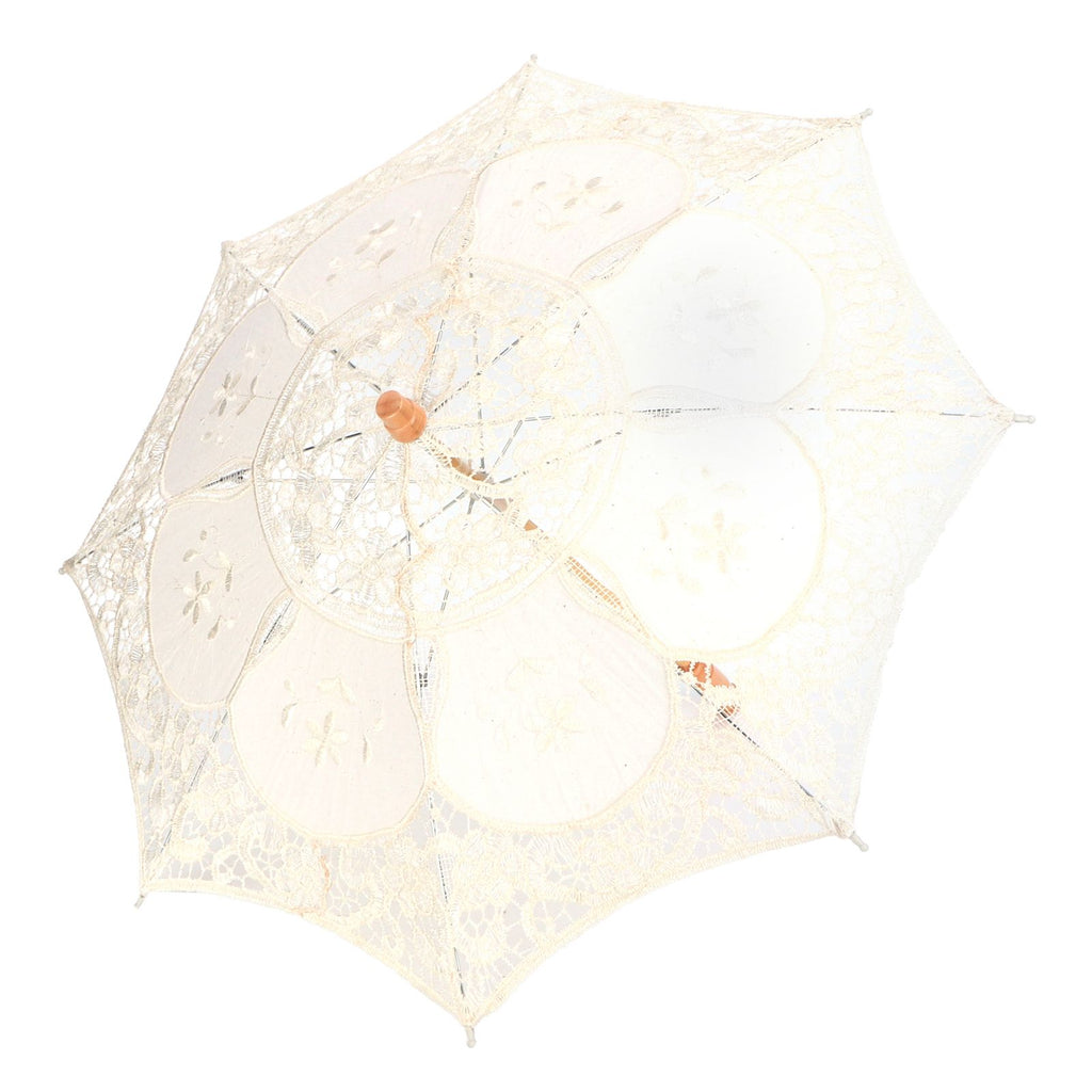 Lace Umbrella Parasol Vintage Wedding Bridal Umbrella for Photo Costume Party SuppliesL Beige