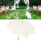 Lace Umbrella Parasol Vintage Wedding Bridal Umbrella for Photo Costume Party SuppliesL Beige