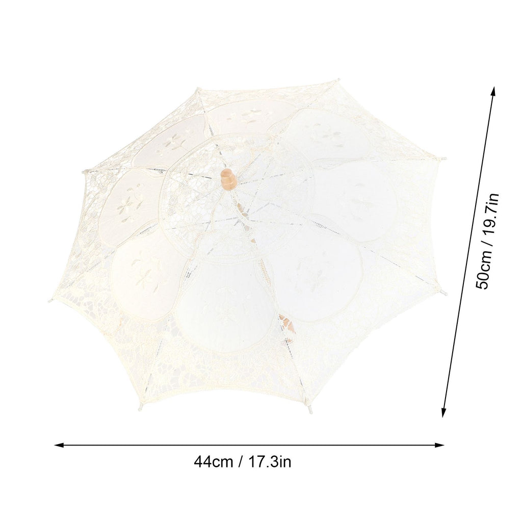 Lace Umbrella Parasol Vintage Wedding Bridal Umbrella for Photo Costume Party SuppliesL Beige
