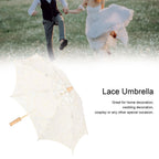Lace Umbrella Parasol Vintage Wedding Bridal Umbrella for Photo Costume Party SuppliesL Beige