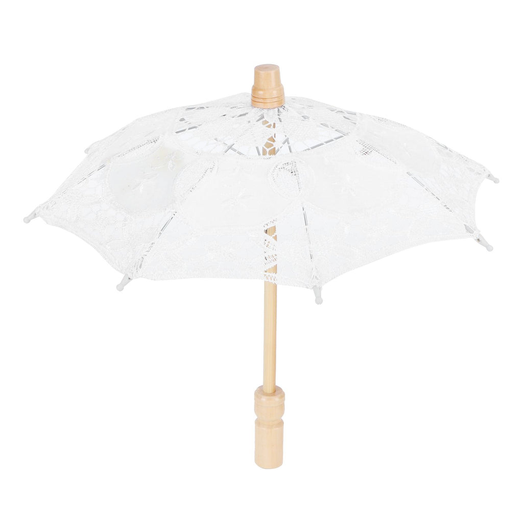 Lace Umbrella Parasol Vintage Wedding Bridal Umbrella for Photo Costume Party SuppliesS White