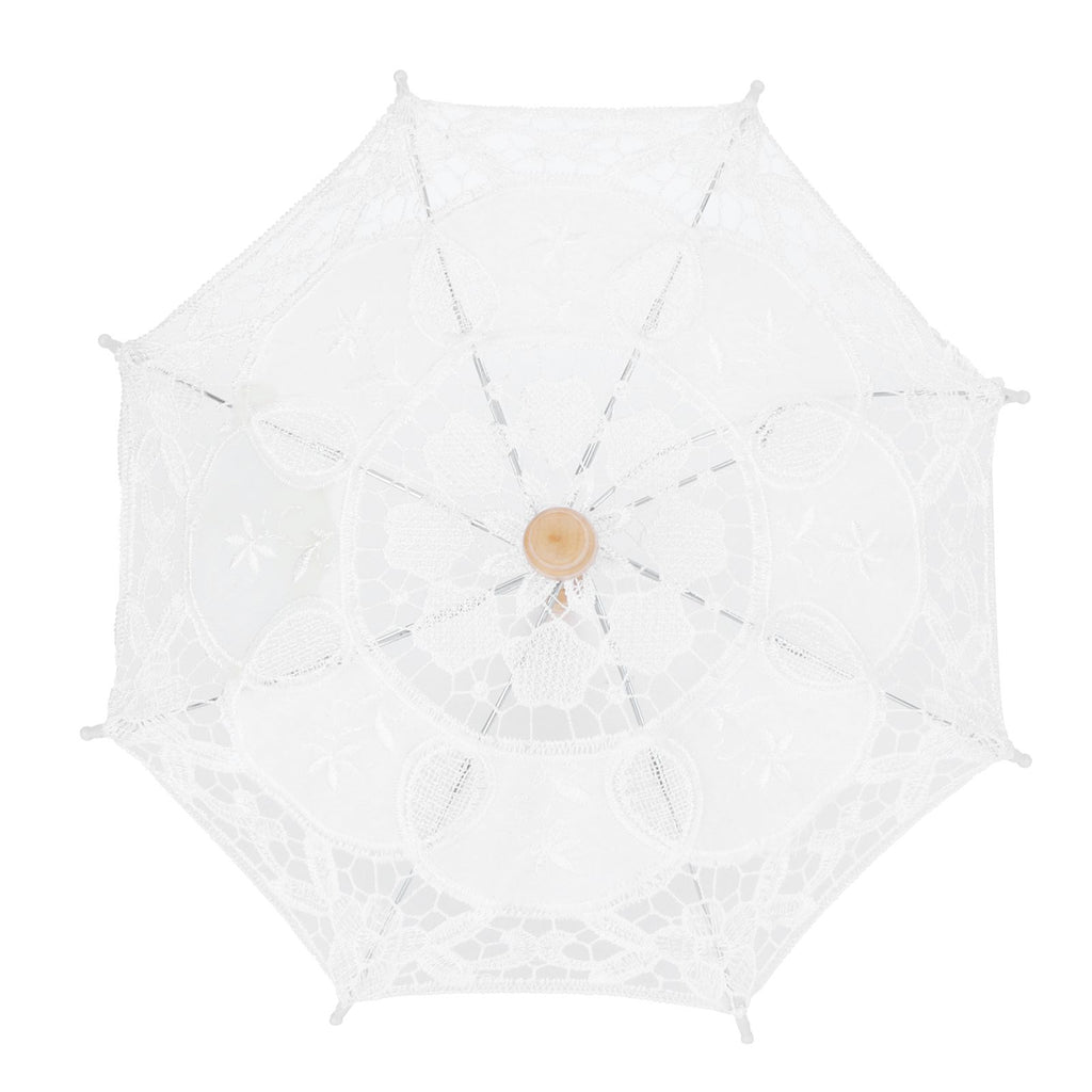 Lace Umbrella Parasol Vintage Wedding Bridal Umbrella for Photo Costume Party SuppliesS White