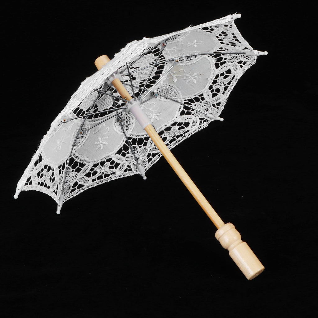 Lace Umbrella Parasol Vintage Wedding Bridal Umbrella for Photo Costume Party SuppliesS White