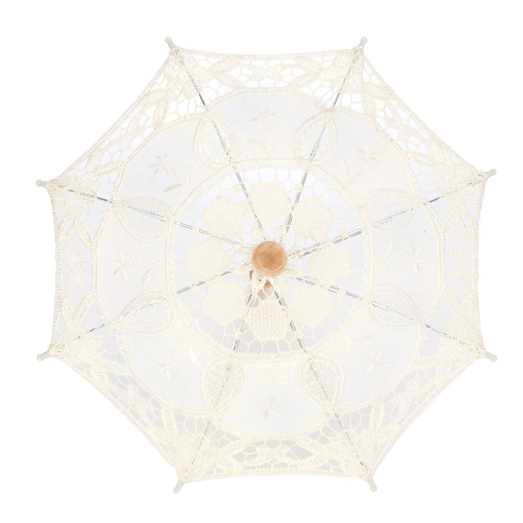 Lace Umbrella Parasol Vintage Wedding Bridal Umbrella for Photo Costume Party SuppliesS Beige