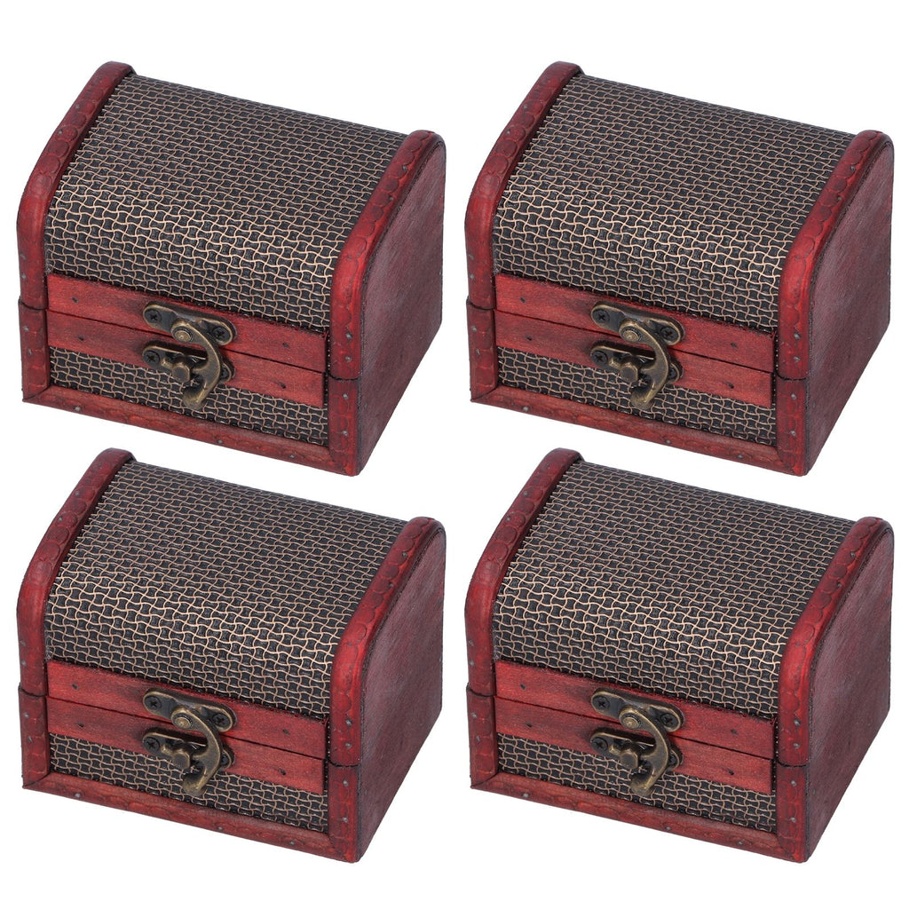 4pcs Retro Wooden Storage Box Art Craft Classic Ornament for Cosmetics Jewelry Sweets
