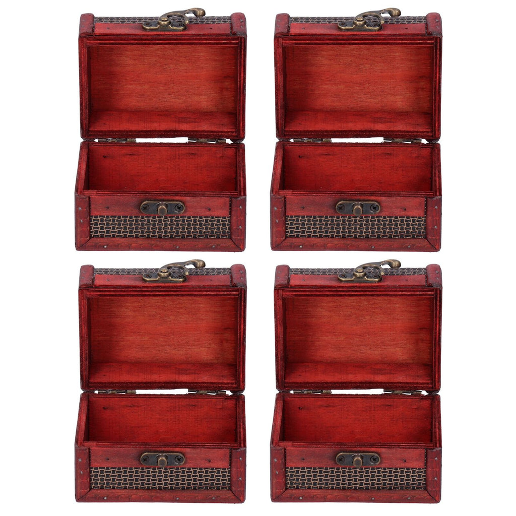 4pcs Retro Wooden Storage Box Art Craft Classic Ornament for Cosmetics Jewelry Sweets