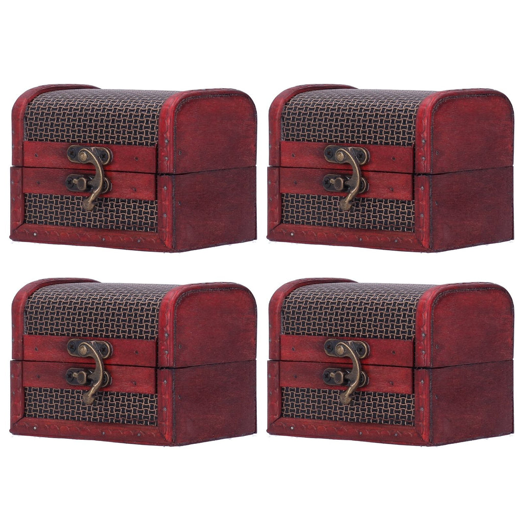 4pcs Retro Wooden Storage Box Art Craft Classic Ornament for Cosmetics Jewelry Sweets