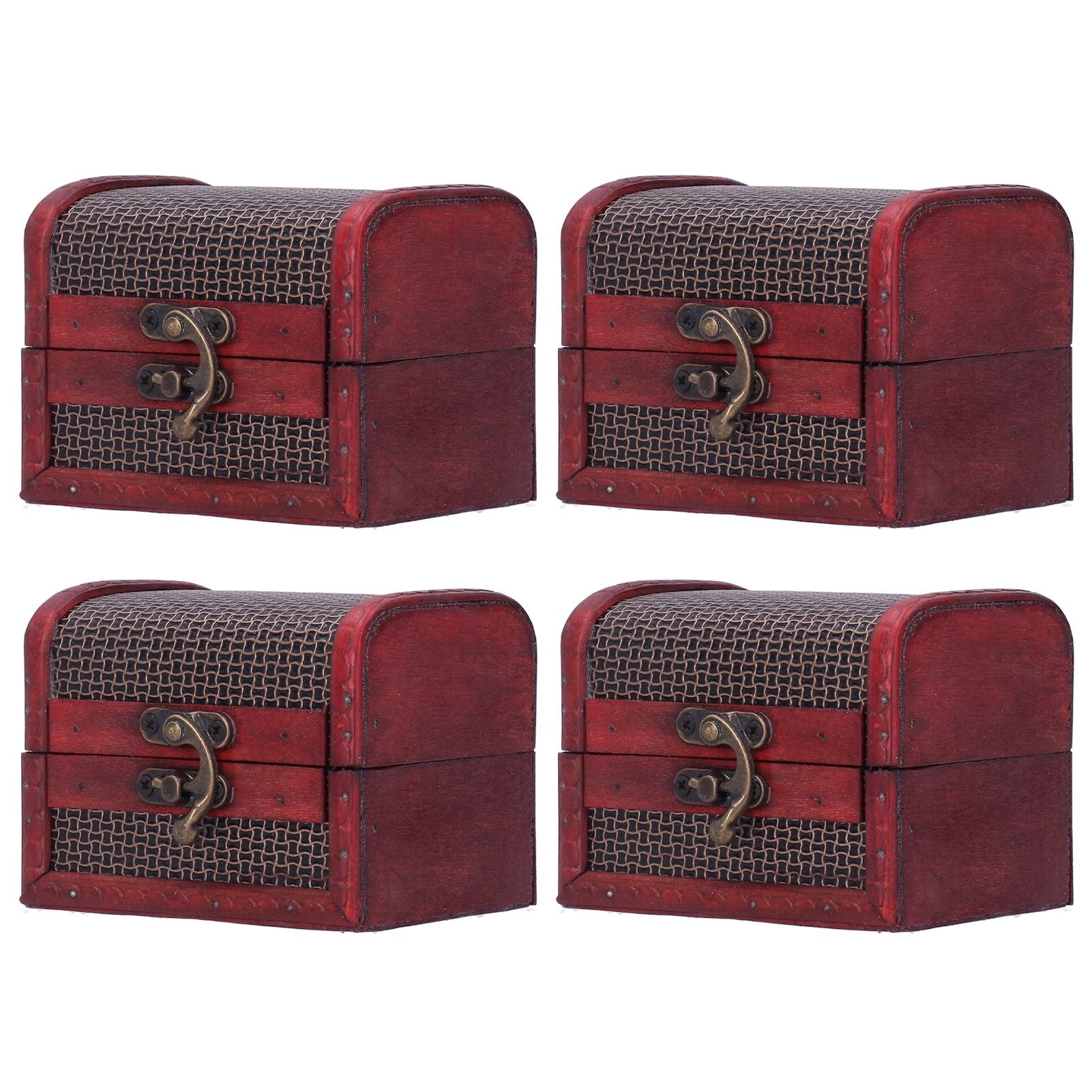 4pcs Retro Wooden Storage Box Art Craft Classic Ornament for Cosmetics Jewelry Sweets