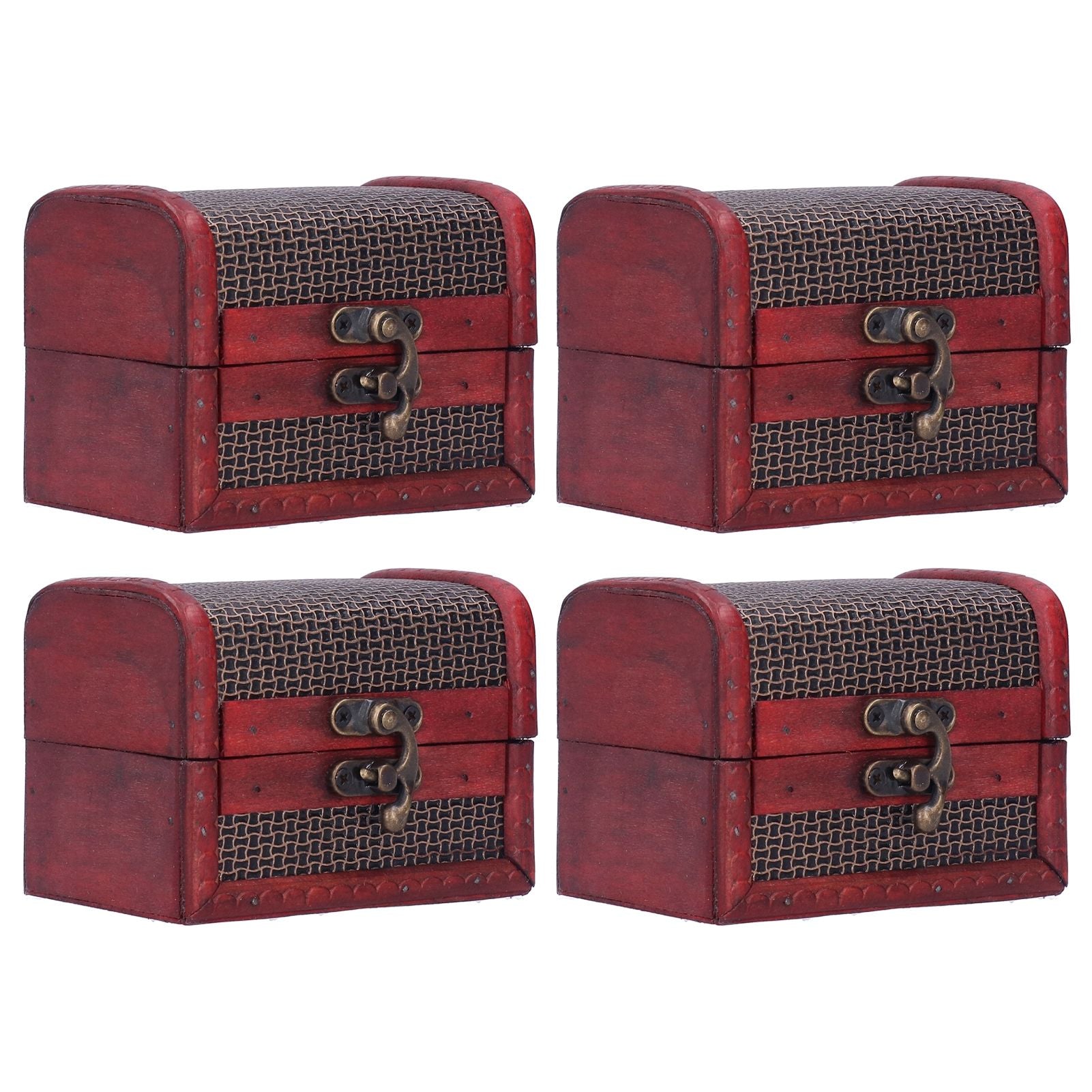 4pcs Retro Wooden Storage Box Art Craft Classic Ornament for Cosmetics Jewelry Sweets