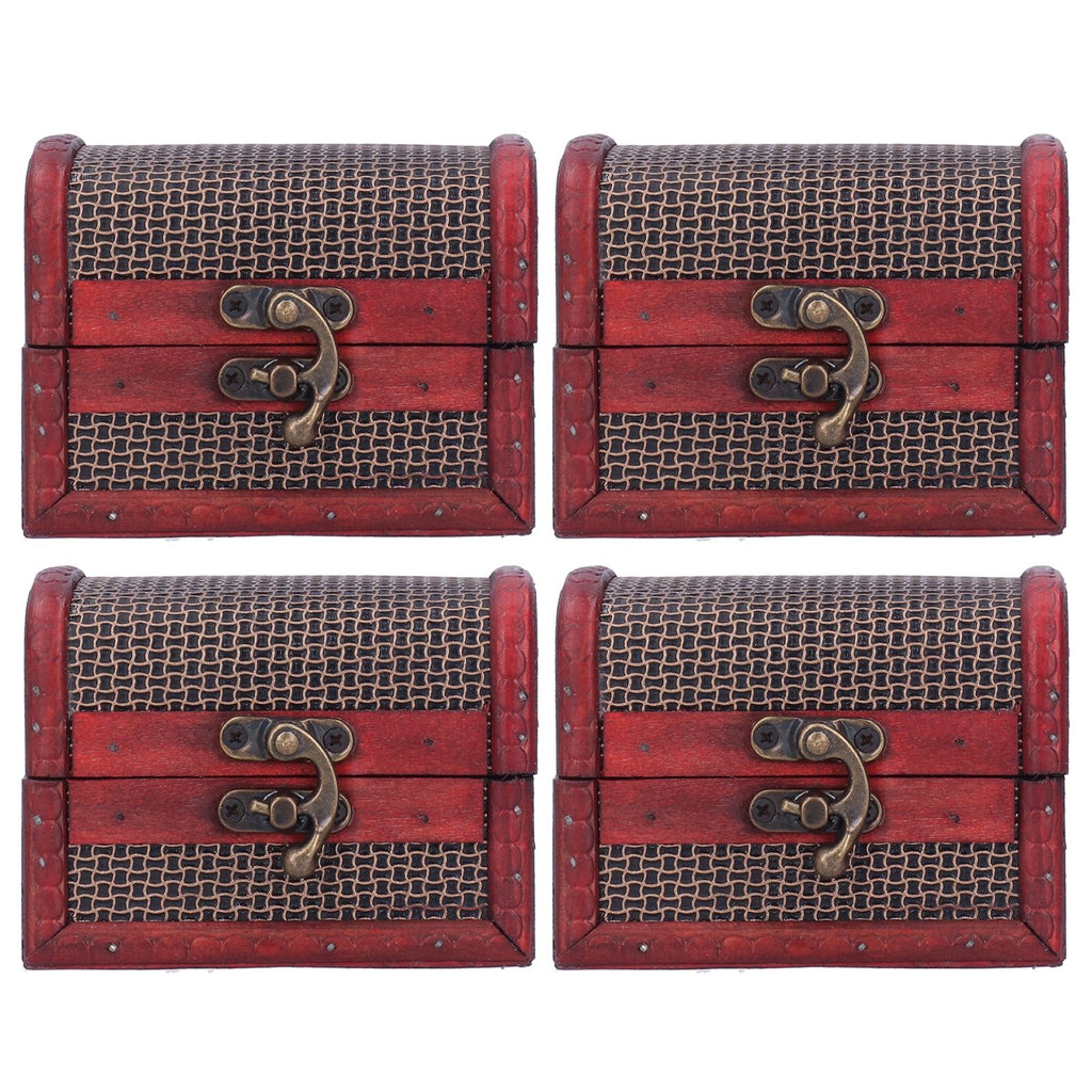 4pcs Retro Wooden Storage Box Art Craft Classic Ornament for Cosmetics Jewelry Sweets
