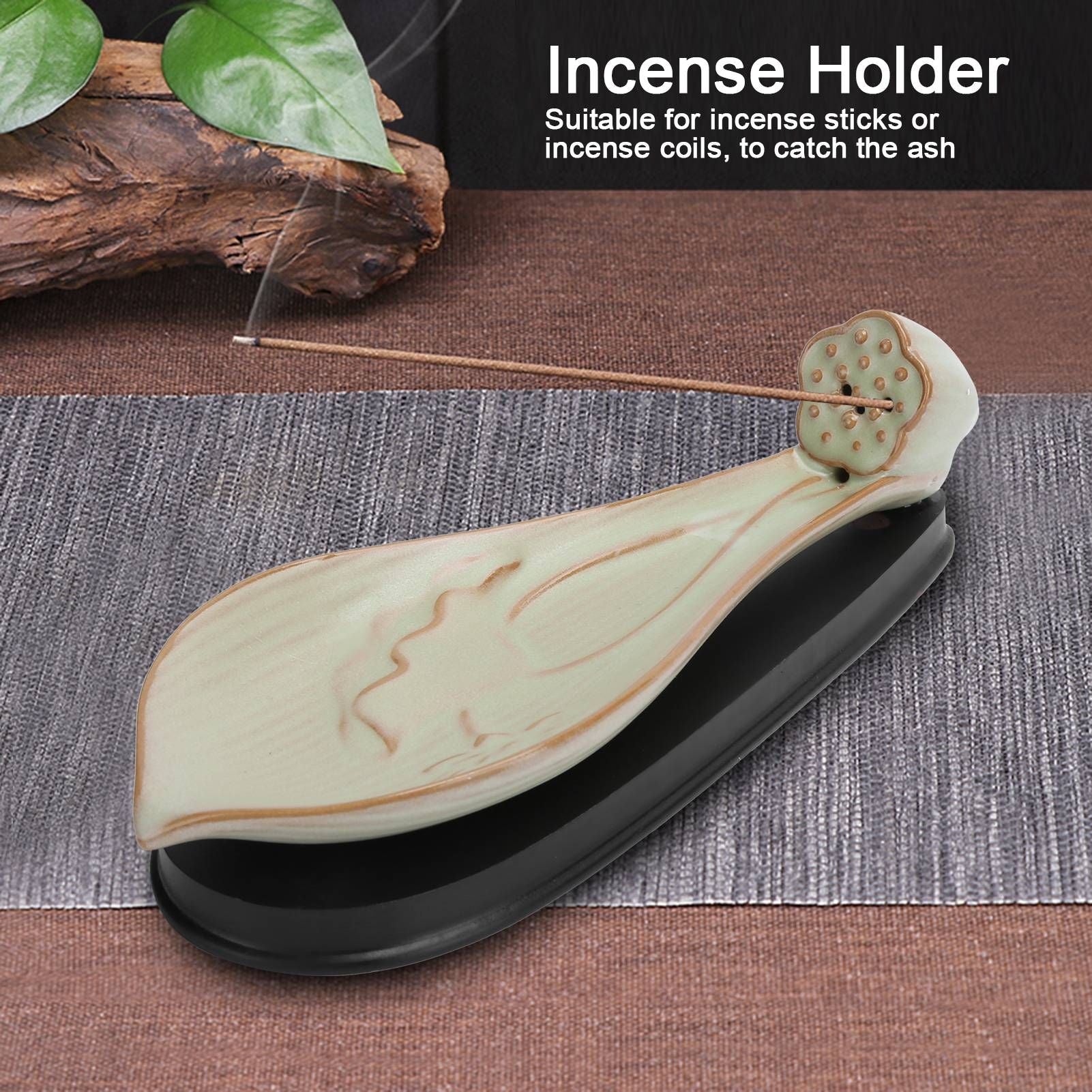 Incense Holder Embossed Ceramic Incense Stick Coil Burner Tray Desktop Decoration