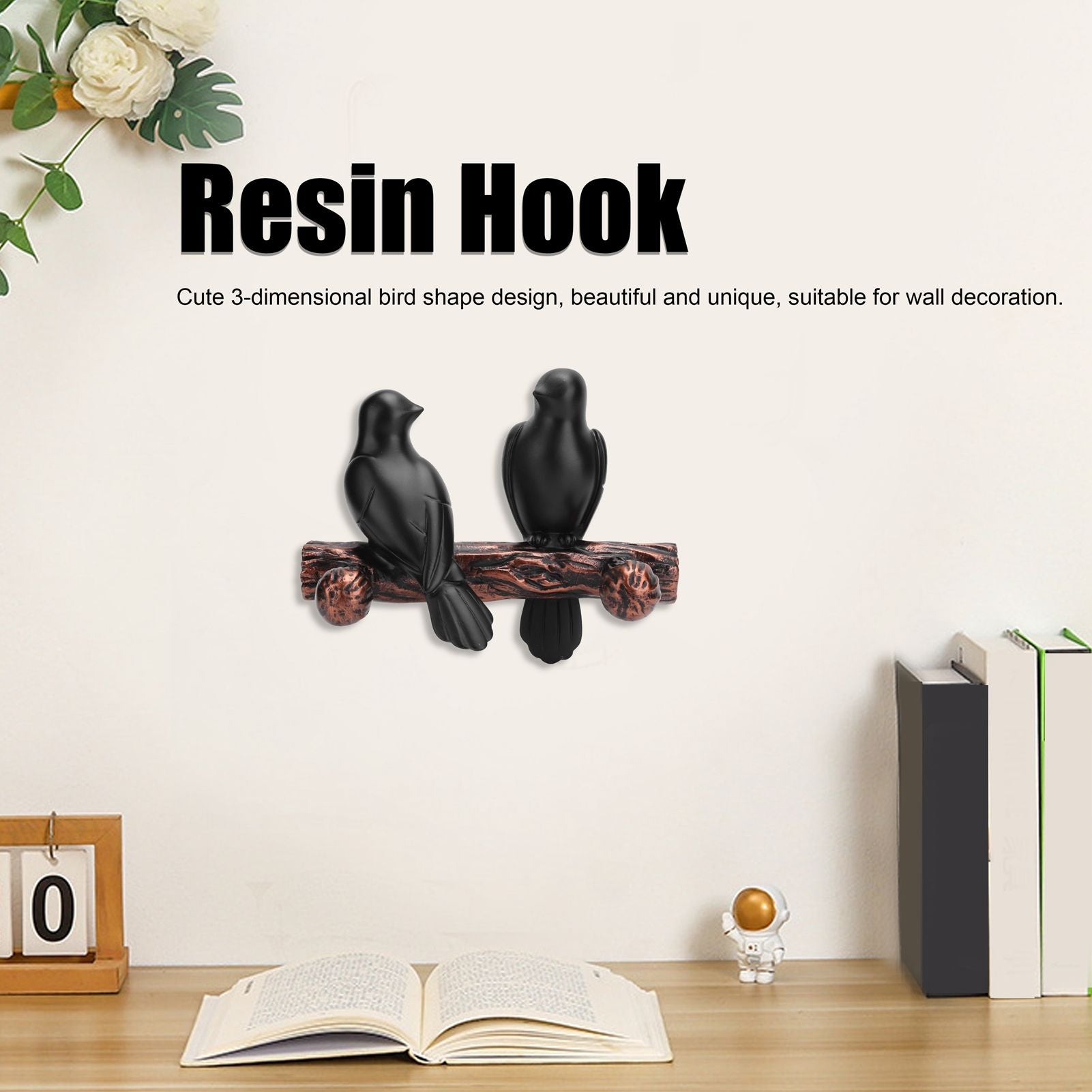 Clothes Hanger Innovative Wall Mounted Bird Shaped Resin Hook for Bedroom Entryway