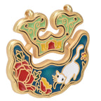 Chinese Retro Peace Lock Pendant Unique Charm Enamel Porcelain Lock Pendant Men Women Silver Jewelry for GiftWhite Cat Lock