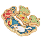 Chinese Retro Peace Lock Pendant Unique Charm Enamel Porcelain Lock Pendant Men Women Silver Jewelry for GiftWhite Cat Lock
