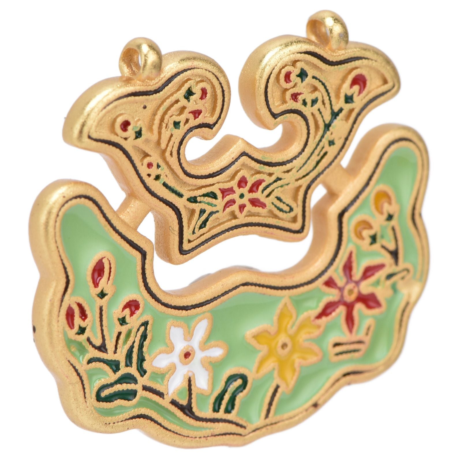 Chinese Retro Peace Lock Pendant Unique Charm Enamel Porcelain Lock Pendant Men Women Silver Jewelry for GiftWhite Cat Lock