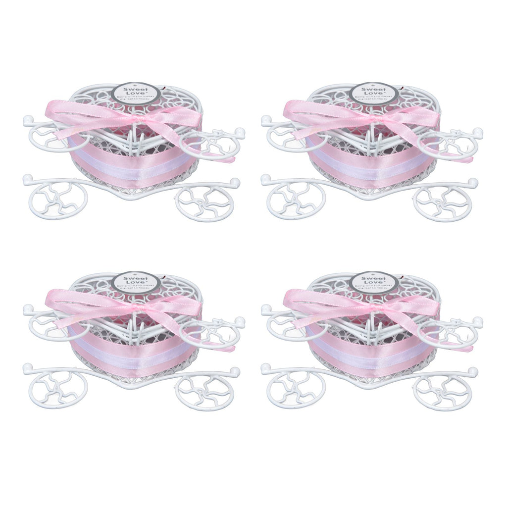 4PCS Wedding Candy Box Tinplate Heart Shaped Candy Box Romantic Valentines Gift Box for Birthday PartyPink