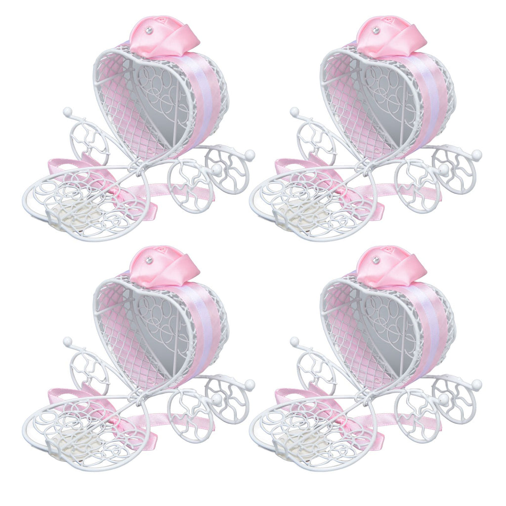 4PCS Wedding Candy Box Tinplate Heart Shaped Candy Box Romantic Valentines Gift Box for Birthday PartyPink