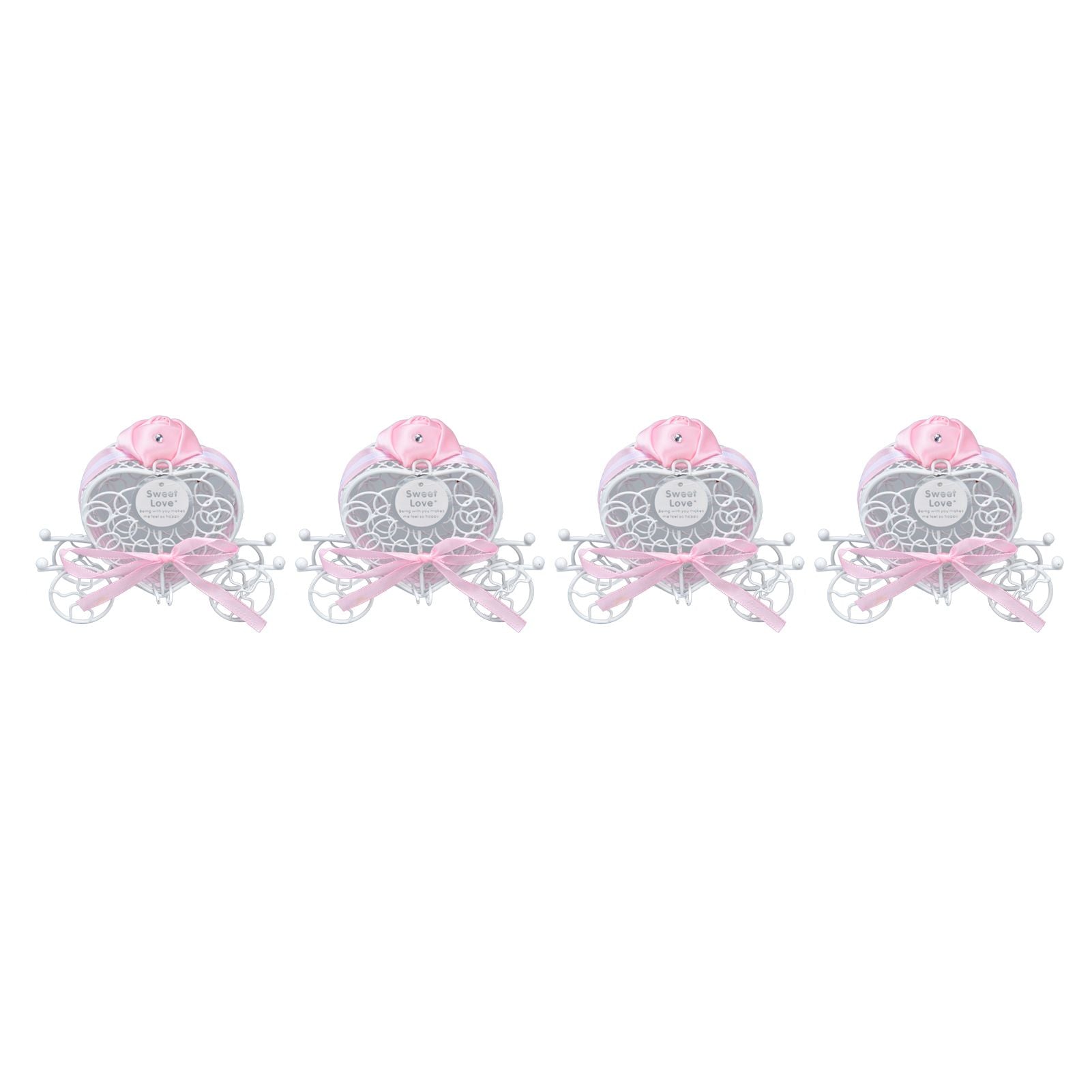 4PCS Wedding Candy Box Tinplate Heart Shaped Candy Box Romantic Valentines Gift Box for Birthday PartyPink