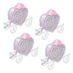 4PCS Wedding Candy Box Tinplate Heart Shaped Candy Box Romantic Valentines Gift Box for Birthday PartyPink