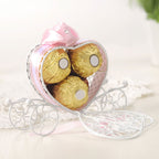 4PCS Wedding Candy Box Tinplate Heart Shaped Candy Box Romantic Valentines Gift Box for Birthday PartyPink