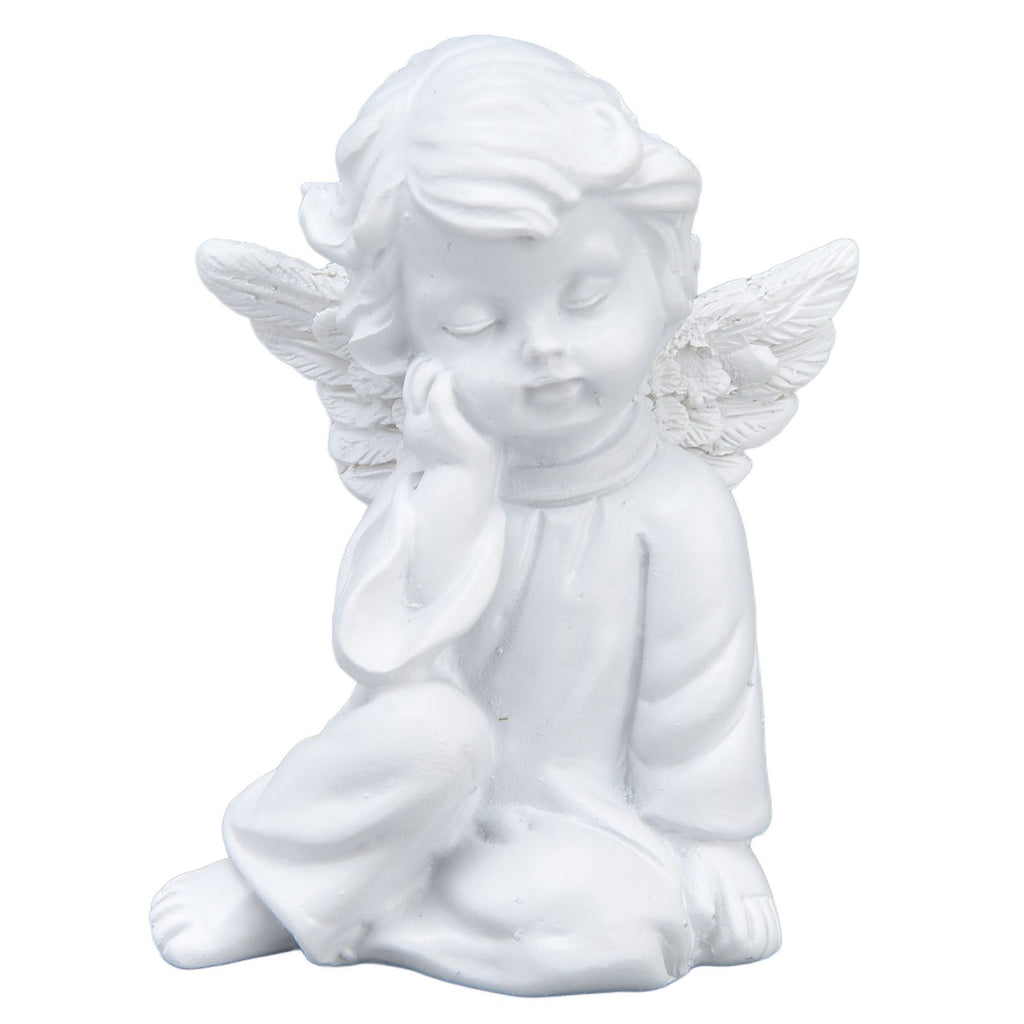 Cherub Statue Synthetic Resin Material Lovely Style White Baby Figurines for Party DecorationsCherub Statue Right
