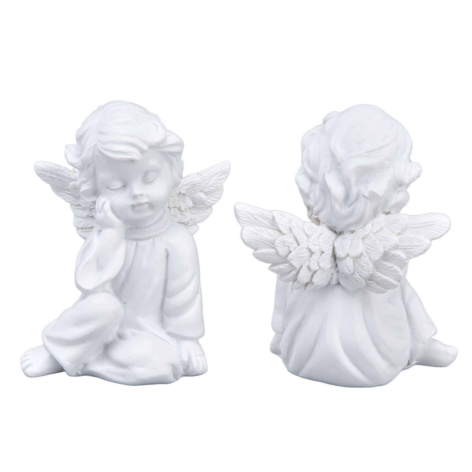 Cherub Statue Synthetic Resin Material Lovely Style White Baby Figurines for Party DecorationsCherub Statue Right