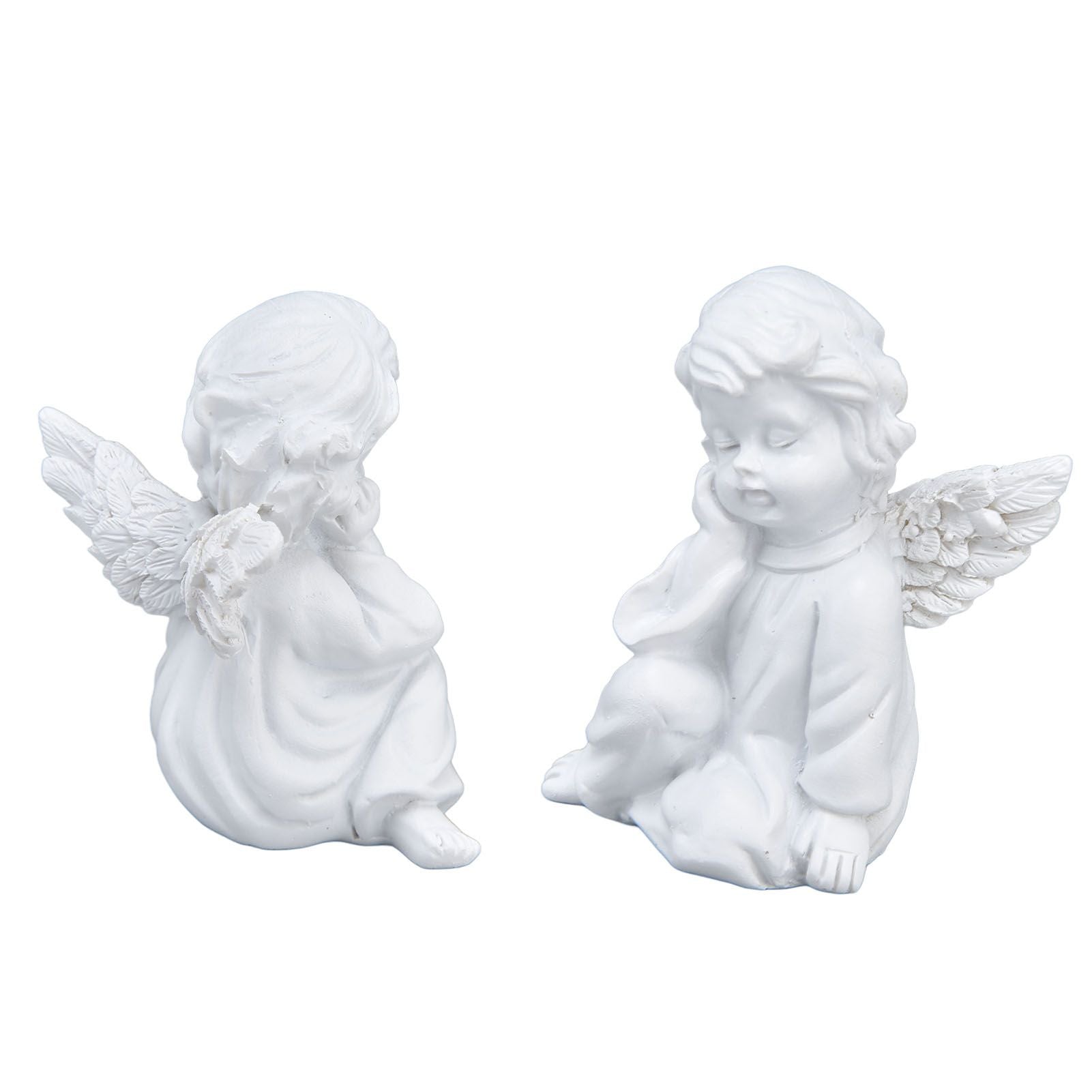 Cherub Statue Synthetic Resin Material Lovely Style White Baby Figurines for Party DecorationsCherub Statue Right