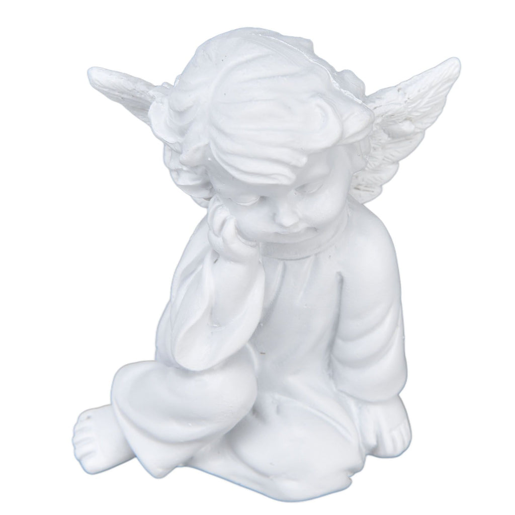 Cherub Statue Synthetic Resin Material Lovely Style White Baby Figurines for Party DecorationsCherub Statue Right