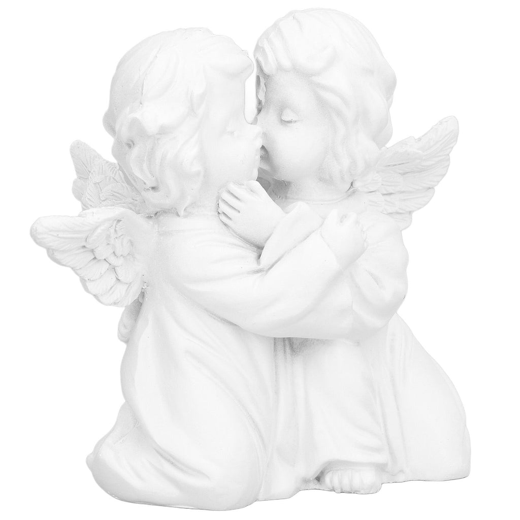 Angel Statue Synthetic Resin Embracing Shape White Angel Ornament for Desktop DecorationAngel Left