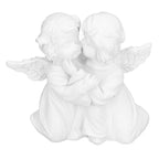 Angel Statue Synthetic Resin Embracing Shape White Angel Ornament for Desktop DecorationAngel Left